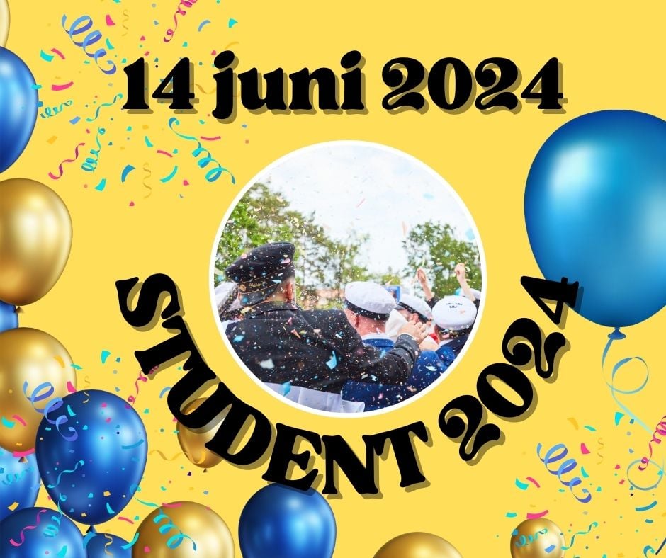 14 juni, student, ballonger och glada studenter.