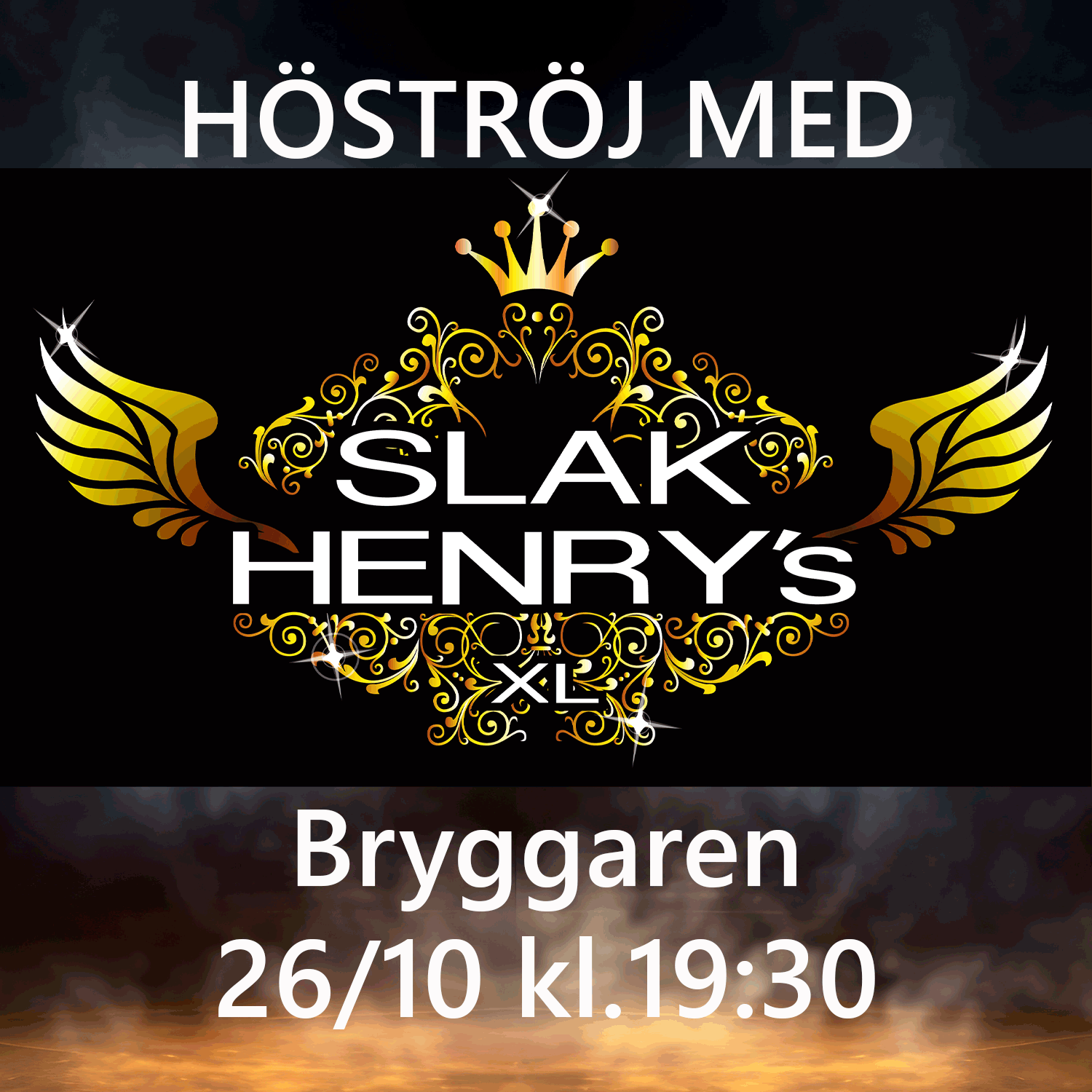 En bandlogga som tillhör orkestern Slak Henrys syns på bilden. Logotypen har vingar.