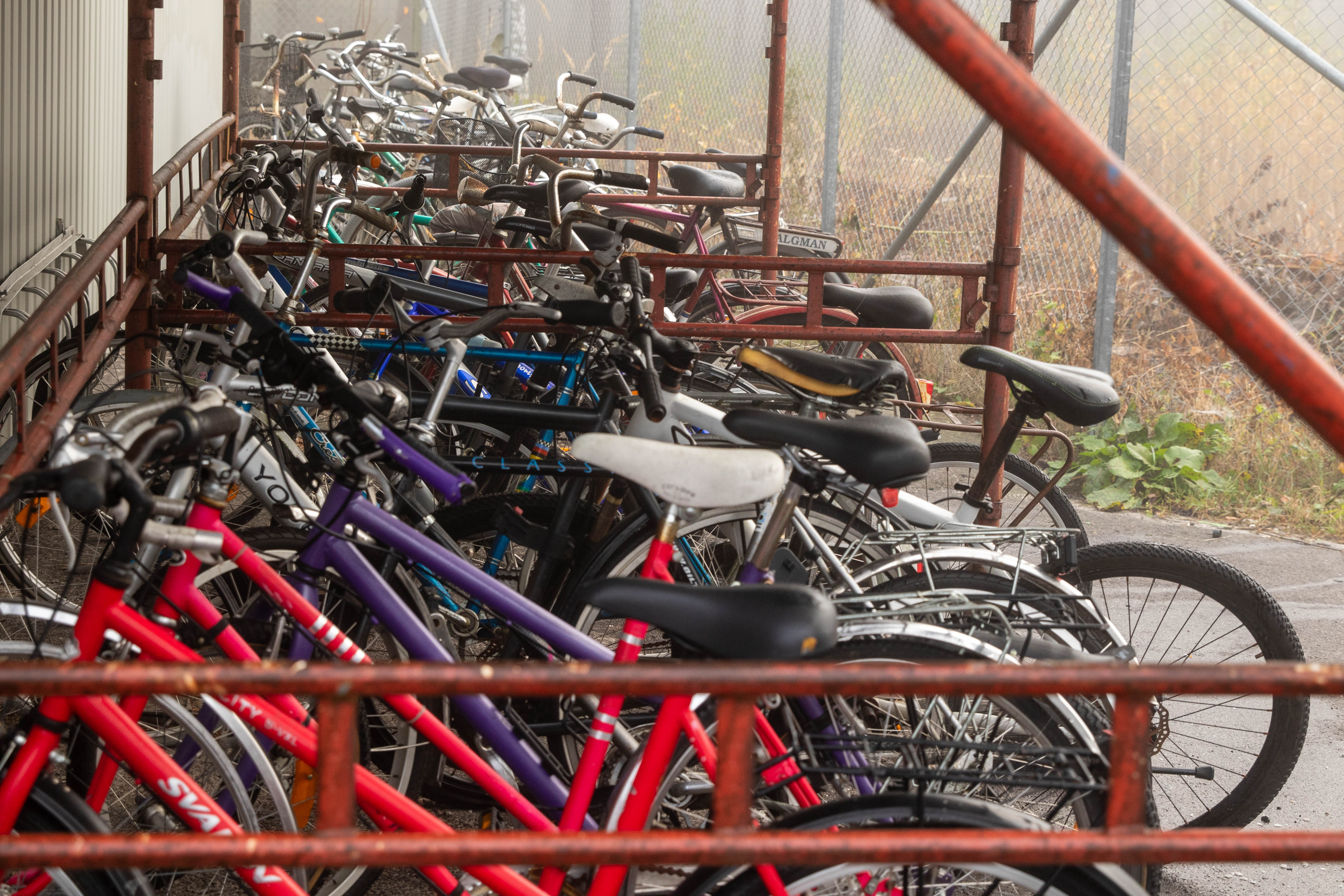 Begagnade cyklar på Återbruket.