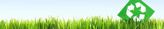bild på gräs och återvinningssymbol