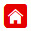 Symbol med vitt hus på en röd platta