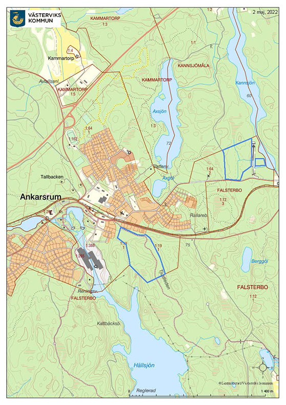 Karta över område för gallring i Ankarsrum