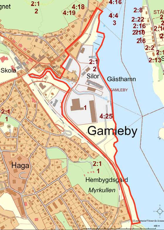 kartbild som visar område som ska undersökas geotekniskt under 2023