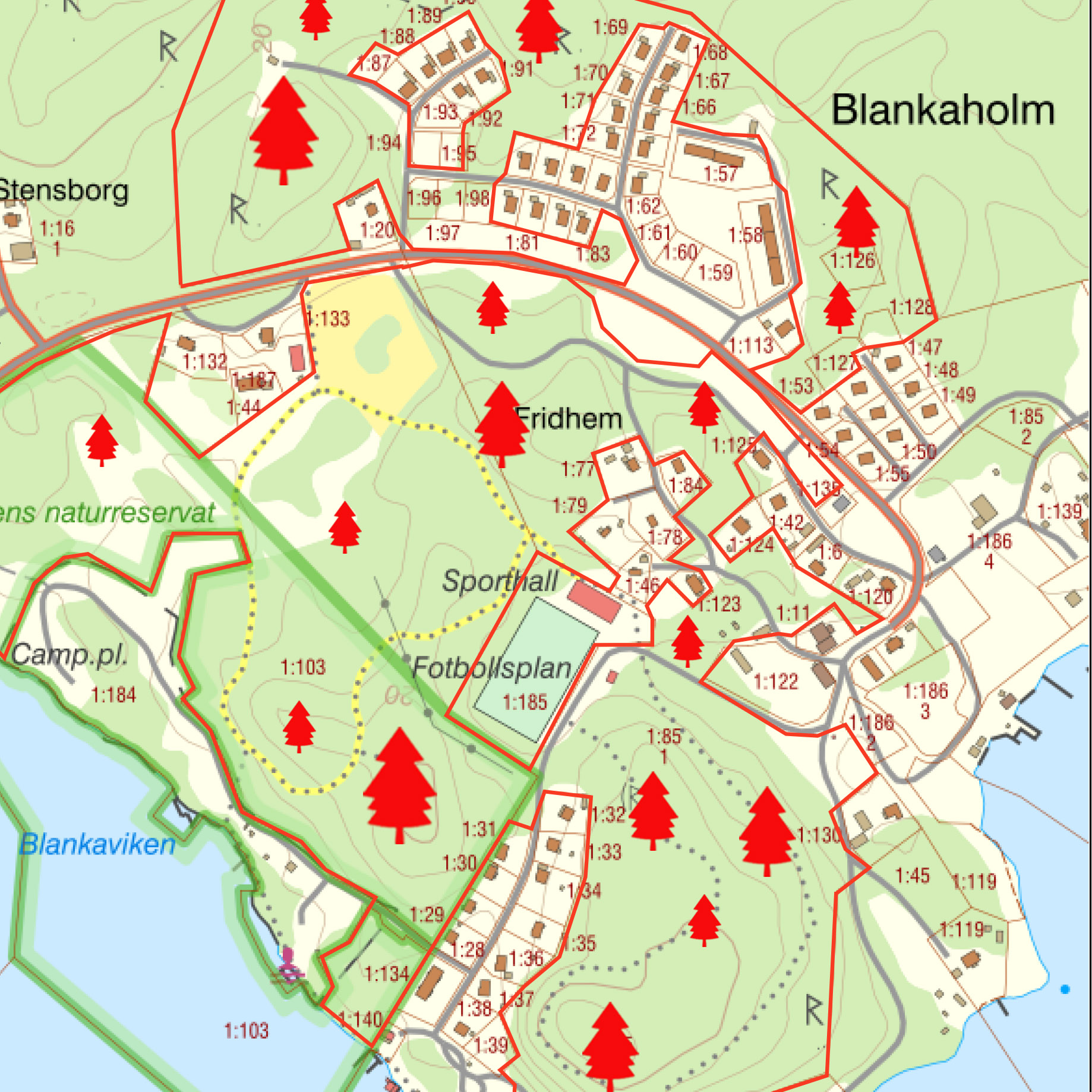 Karta över Blankaholm. 