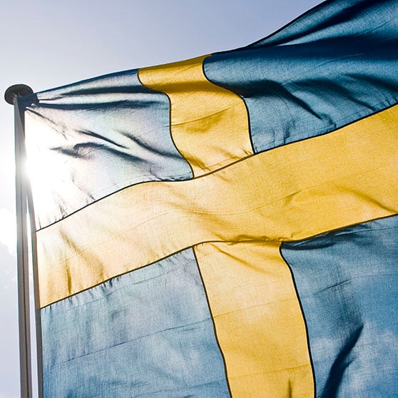 Svenska flaggan som vajar i vinden