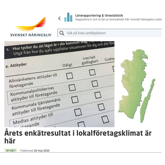 bild från Svenskt Näringslivs sida om enkät företagsklimat 2020