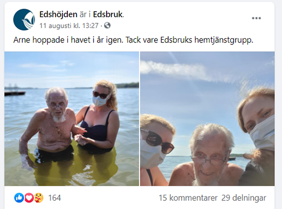 Bild från facebook där Arne badar