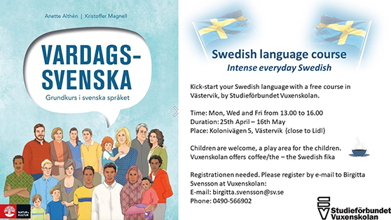 ny inbjudan studieförbundet vuxenskolans kurs i vardagssvenska