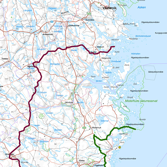Bild på karta som visar de nya beredskapszonerna runt Oskarshamns kärnkraftverk från 1 juli 2022