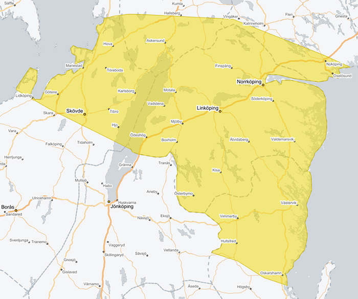 gul vädervarning snöfall 6 och 7 februari 2024