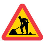 Varning för vägarbete