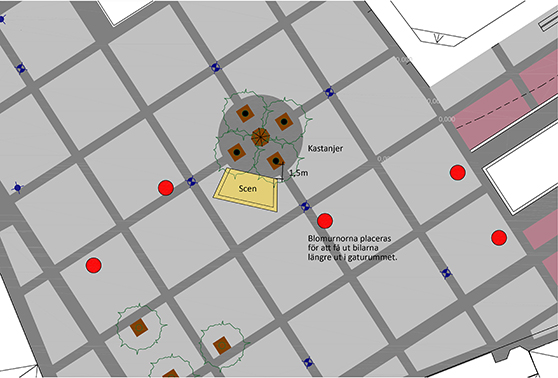 ritning scen blomurnor fiskaretorget