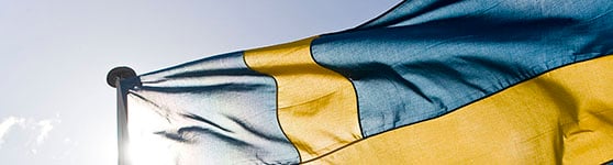Svensk flagga på flaggstång. 